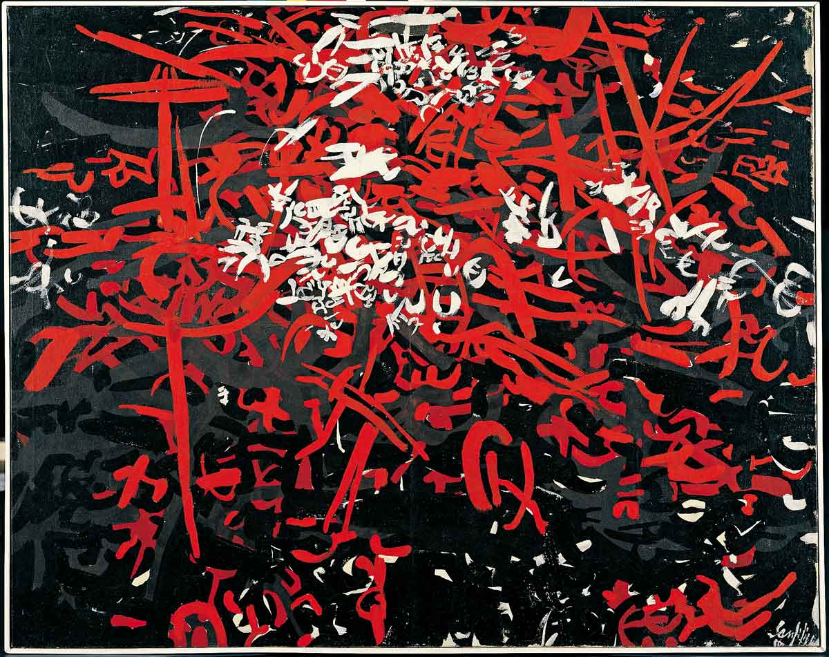 Antinio Sanfilippo, Nero e rosso (Schema Astratto 28/55), 1955 - olio e tempera su tela